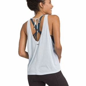 Prana Open Back Tank Top Tassels White Size Small